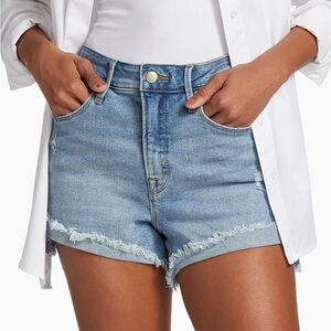 NWT Good American Good Curve Distressed Denim Shorts GOSHI27SCO BLUE466 Sz 4